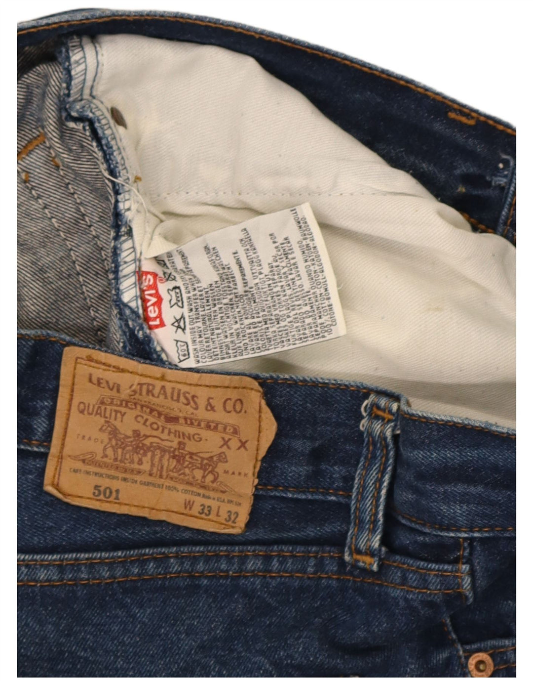 Levi's Herren 501 Straight Jeans W33 L30 Marineblaue Baumwolle