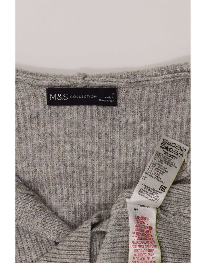 Marks & Spencer Damen-Cardigan mit Kapuze, UK 14, Mittelgrau, Polyester