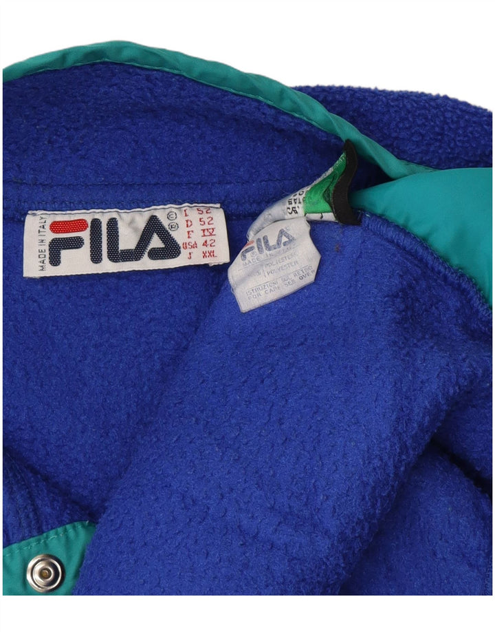 Fila Herren-Fleecepullover mit Knopfkragen, IT 52, groß, blau, Polyester