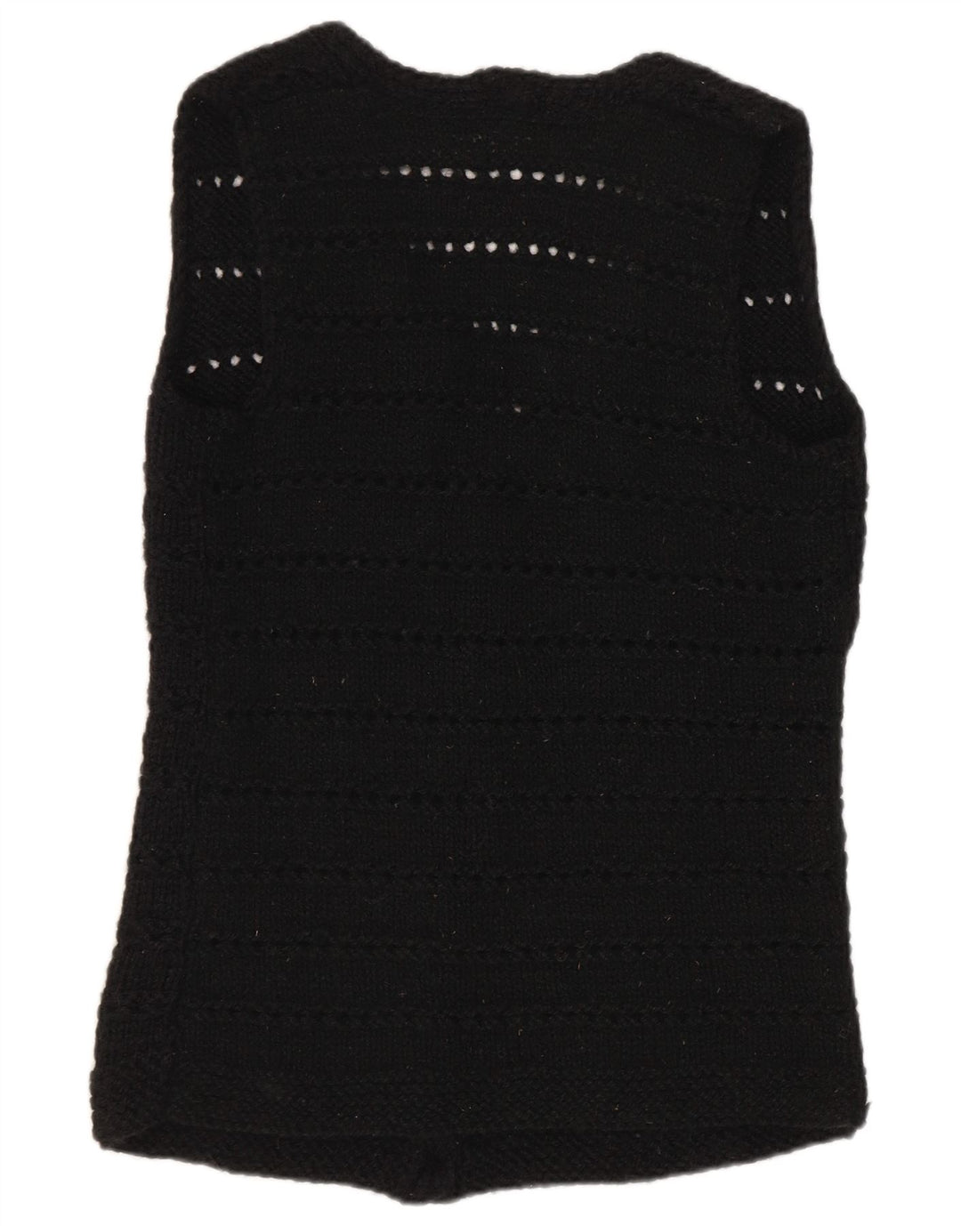 Vintage Damen Ärmelloser Cardigan Pullover UK 12 Medium Schwarz