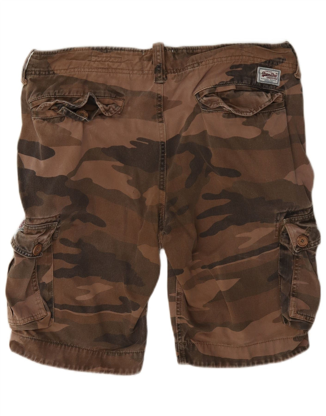 Superdry Herren-Cargoshorts, Größe L, W36, braune Camouflage-Baumwolle