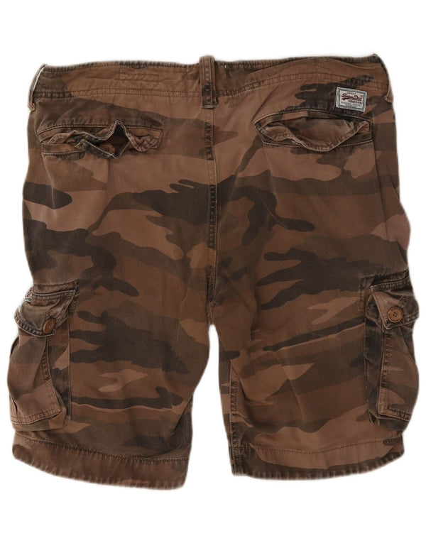 Superdry Herren-Cargoshorts, Größe L, W36, braune Camouflage-Baumwolle