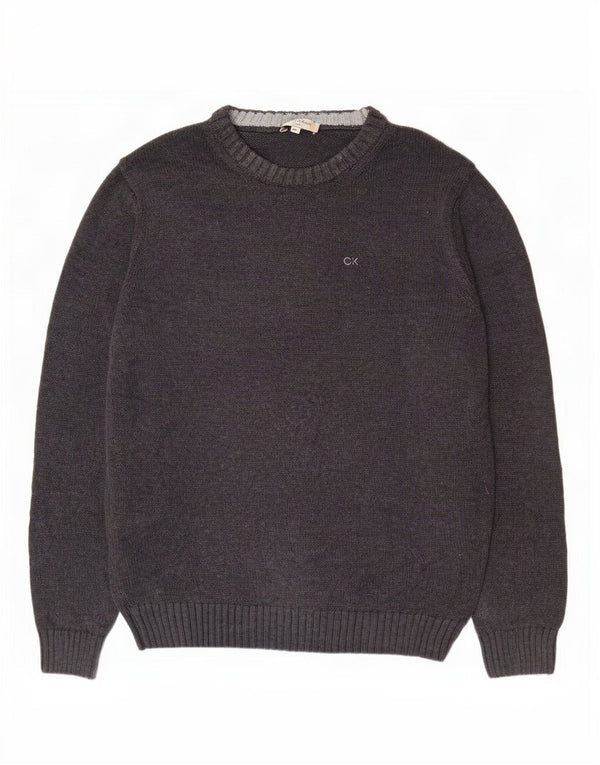 Calvin Klein Herren-Pullover mit U-Boot-Ausschnitt, XL, graue Baumwolle