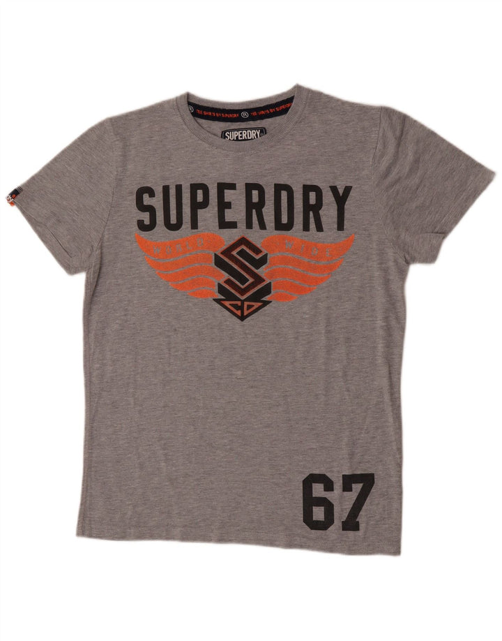Superdry Herren Grafik-T-Shirt-Oberteil Mittelgrau