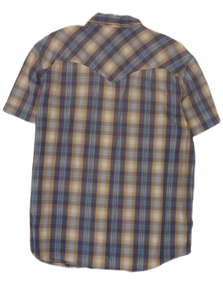 Levi's Herren-Hemd, kurzärmelig, Standard-Passform, 2XL, blau kariert, Baumwolle