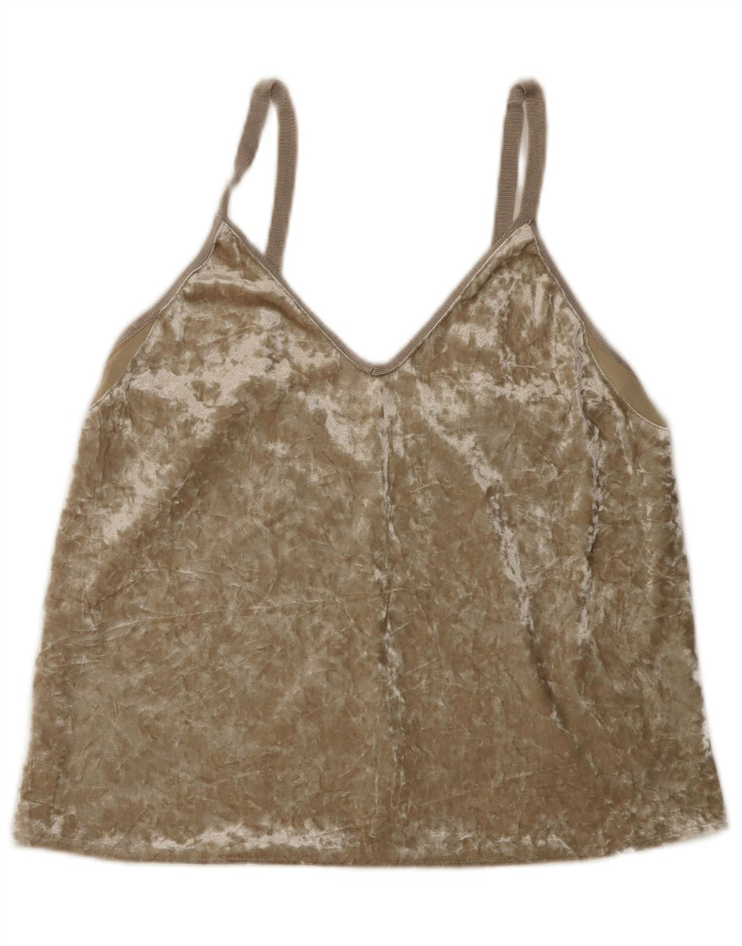 Zara Damen Crop Velvet Cami Top UK 12 Medium Beige