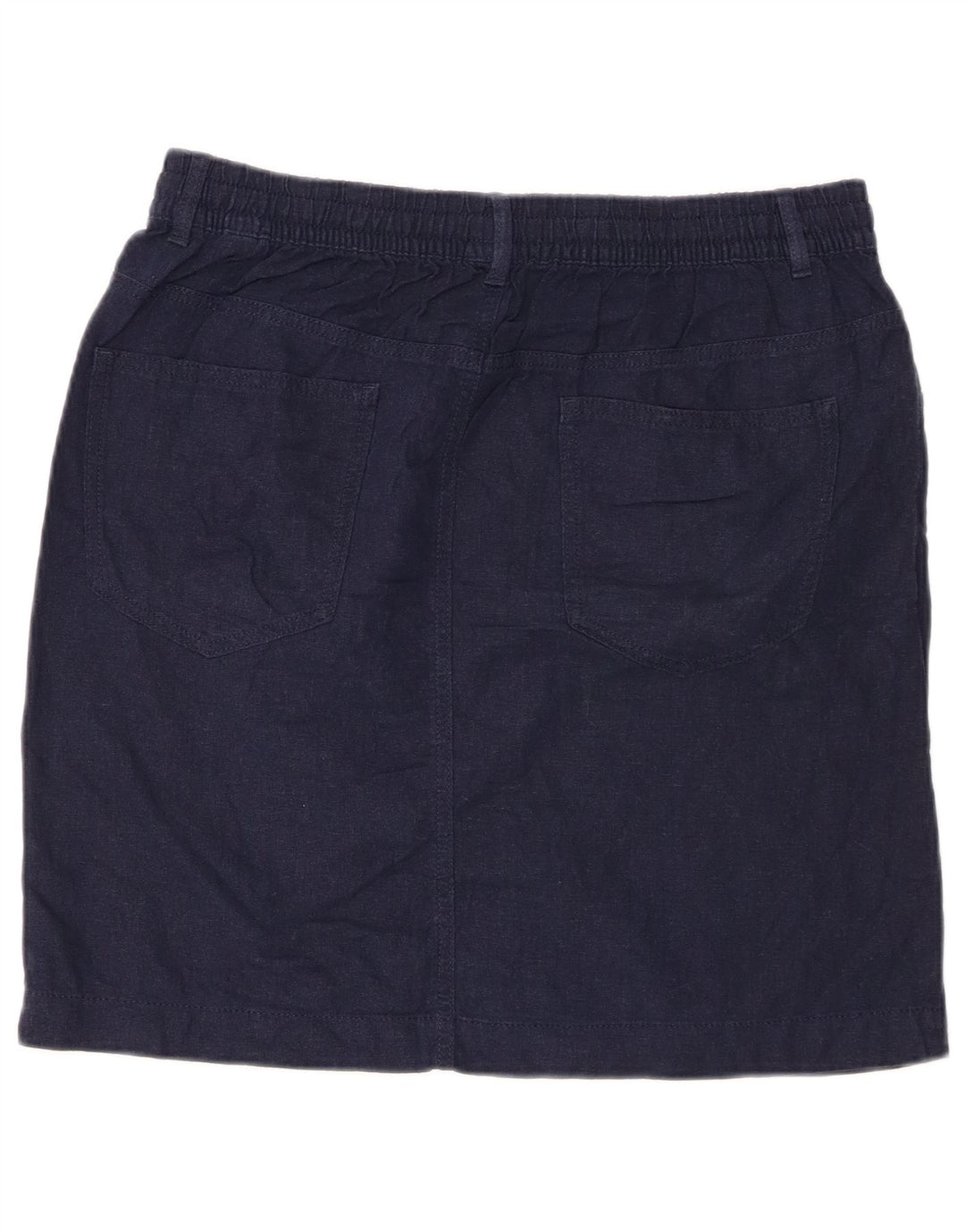 MARKS & SPENCER Womens Mini Skirt UK 14 Large W36  Navy Blue Linen