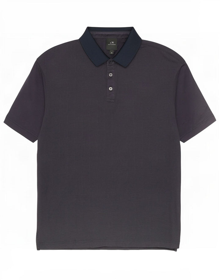 Armani Exchange Herren-Poloshirt aus mittlerer marineblauer geometrischer Baumwolle