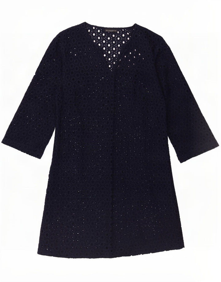 The White Company Damen-Strandkleid mit 3/4-Ärmeln, Basic-Kleid, Größe S, Marineblau