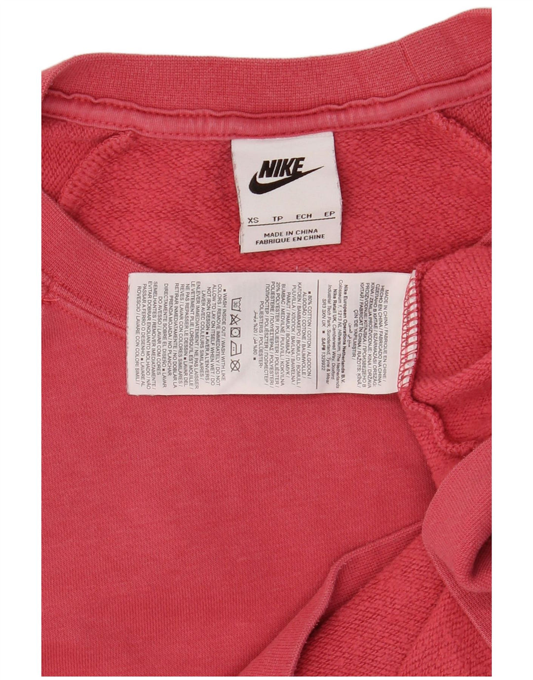 Nike Womens Crop Oversized Sweatshirt Pullover UK 6 XS Rote Baumwolle