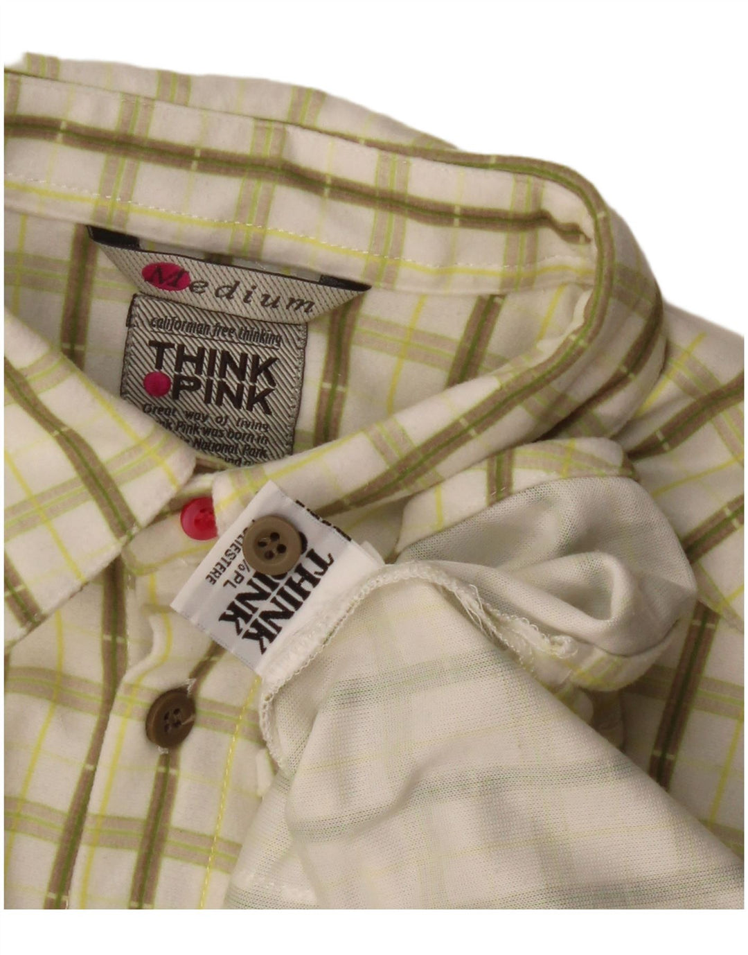 Think Pink Hemd für Jungen, 11–12 Jahre, mittelgroß, cremefarbenes Karomuster aus Polyester