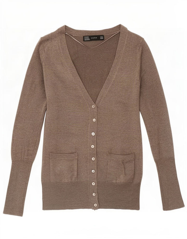 Zara Damen-Cardigan-Pullover UK 10 Small Grey Rayon