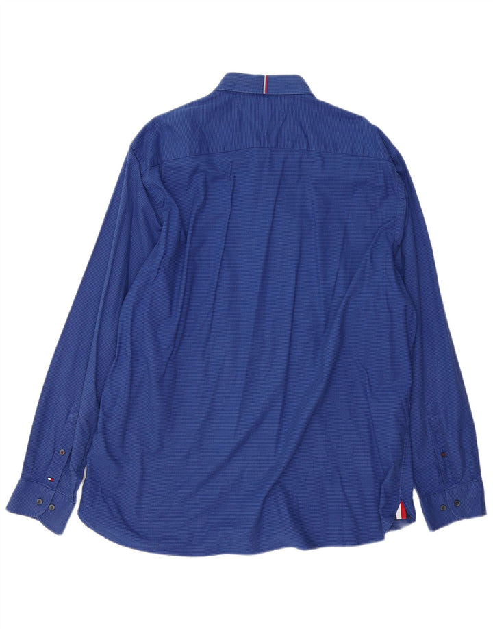TOMMY HILFIGER Herren-Hemd mit normaler Passform, 2XL, blaue Hahnentritt-Baumwolle