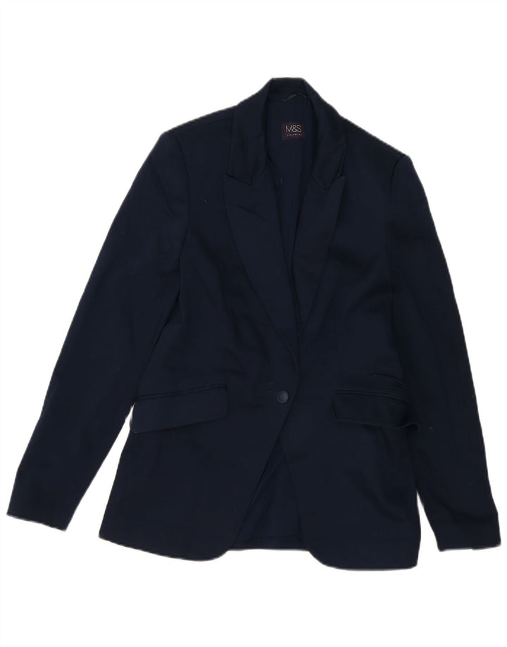 Marks & Spencer Damen-Blazer mit 1 Knopf, Gr. 8, Marineblau, Baumwolle