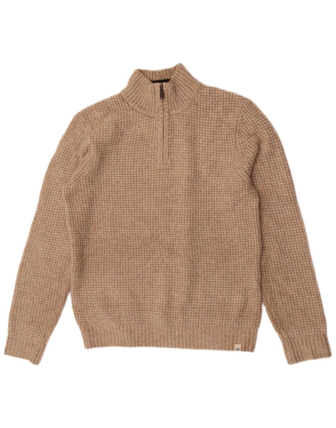 Fat Face Herren-Pullover mit Reißverschluss am Hals, großes Beige, Acryl
