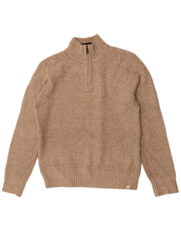 Fat Face Herren-Pullover mit Reißverschluss am Hals, großes Beige, Acryl