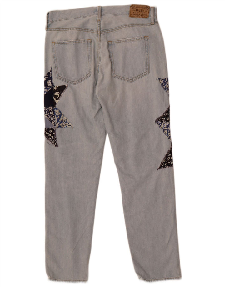 Polo Ralph Lauren Damen Slim Jeans W26 L28 Blaue Patchwork-Baumwolle