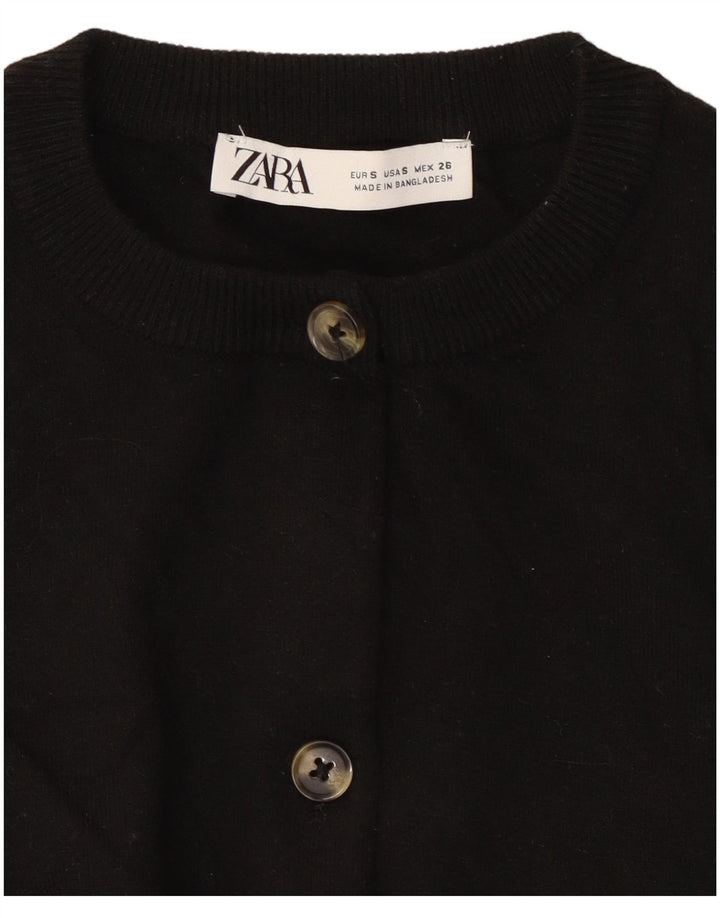 Zara Damen Crop Cardigan Pullover UK 10 Small Schwarz