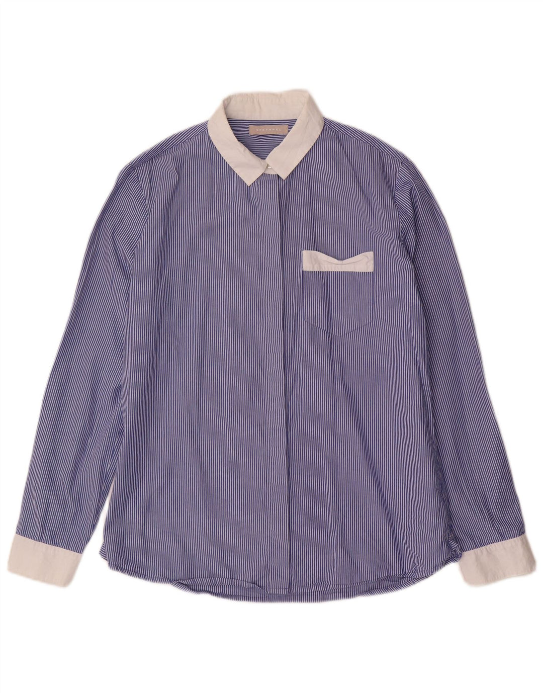 STEFANEL Damen-Hemd IT 42 Mittelblauer Nadelstreifen