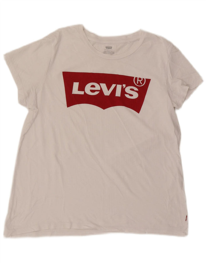 Levi's Damen Grafik-T-Shirt-Oberteil UK 16 Large Weiß