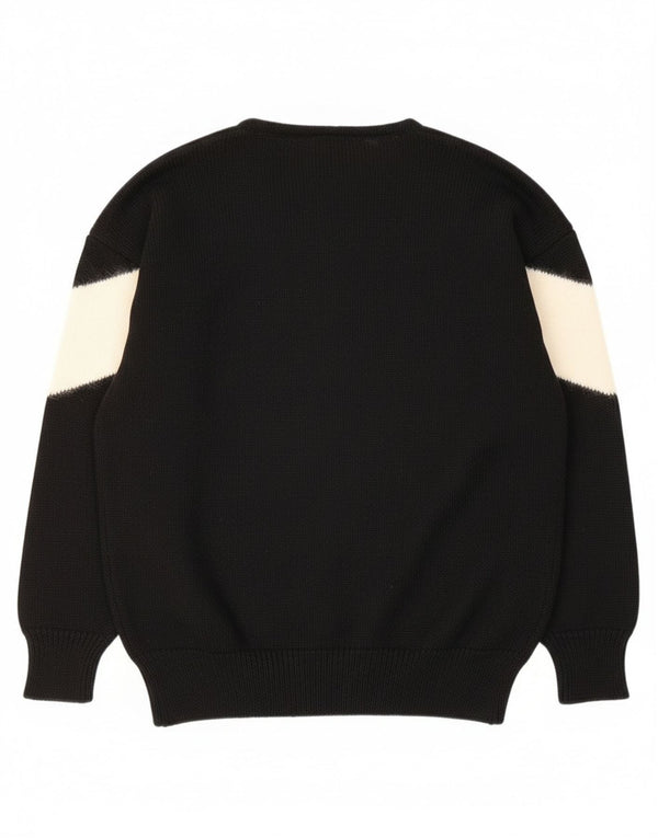 Vintage Damen Pullover mit U-Boot-Ausschnitt, UK 18 XL, schwarze Paisley-Wolle