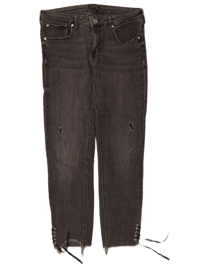 Zara Damen Distressed Slim Jeans EU 44 XL W34 L27 Grau
