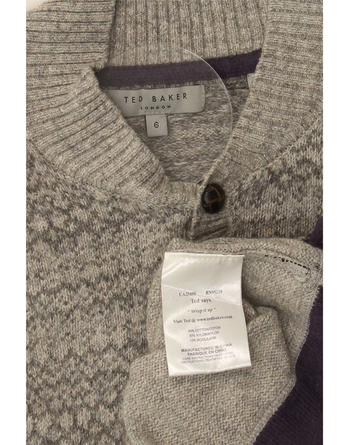Ted Baker Herren-Pullover mit Rollkragen, Größe 6 2XL, graue Baumwolle