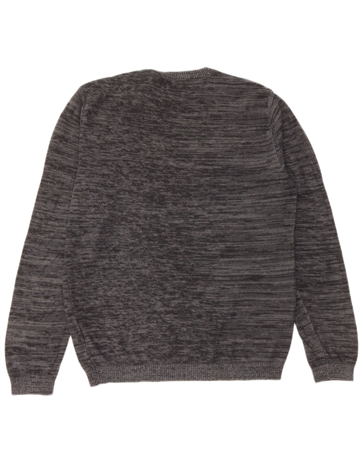 JACK & JONES Herren-Pullover mit Rundhalsausschnitt, Größe S, grau gefleckte Baumwolle