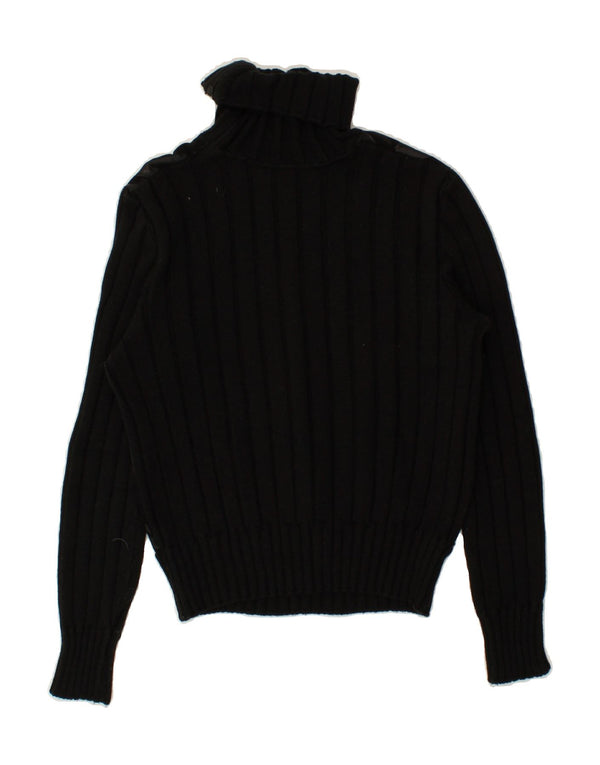 VINTAGE Rollkragenpullover für Damen, Gr. 10, Größe S, Schwarz, Schurwolle