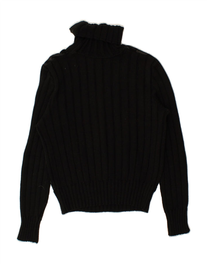 VINTAGE Rollkragenpullover für Damen, Gr. 10, Größe S, Schwarz, Schurwolle