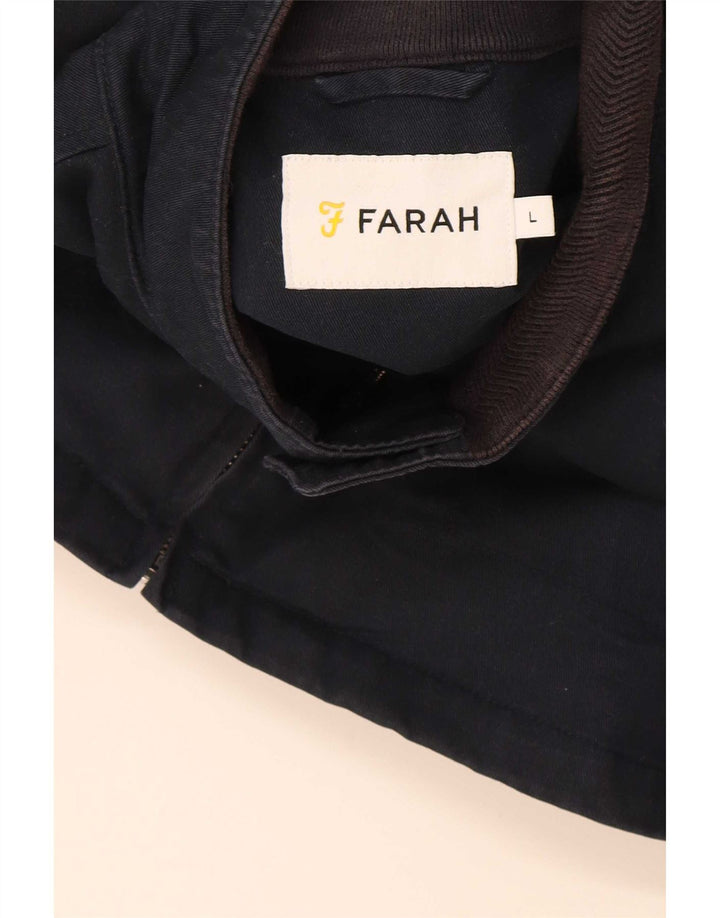 Farah Herren Bomberjacke UK 40 Große marineblaue Baumwolle