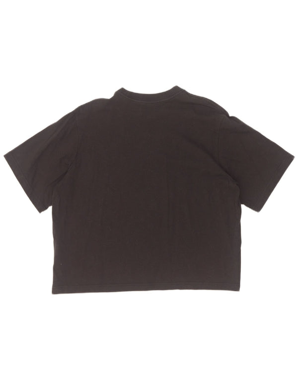 Nike Damen Crop Loose Fit Graphic T-Shirt Top UK 14 Mittelschwarze Baumwolle