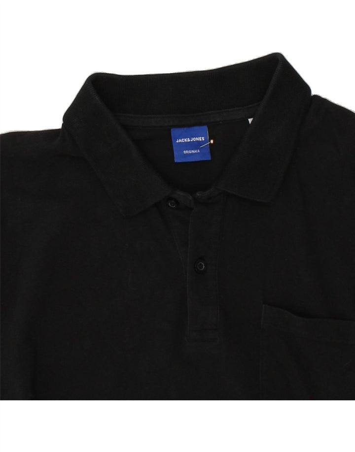 JACK & JONES Mens Polo Shirt XL Black Cotton Vintage Jack & Jones and Second-Hand Jack & Jones from Messina Hembry 