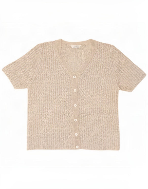 Marks & Spencer Damen-Strickjacke mit kurzen Ärmeln, Gr. 20, 2XL, Beige