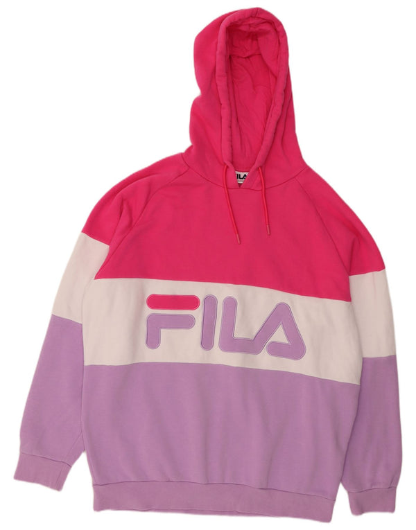 FILA Damen Graphic Hoodie Pullover UK 22 3XL Mehrfarbiger Farbblock