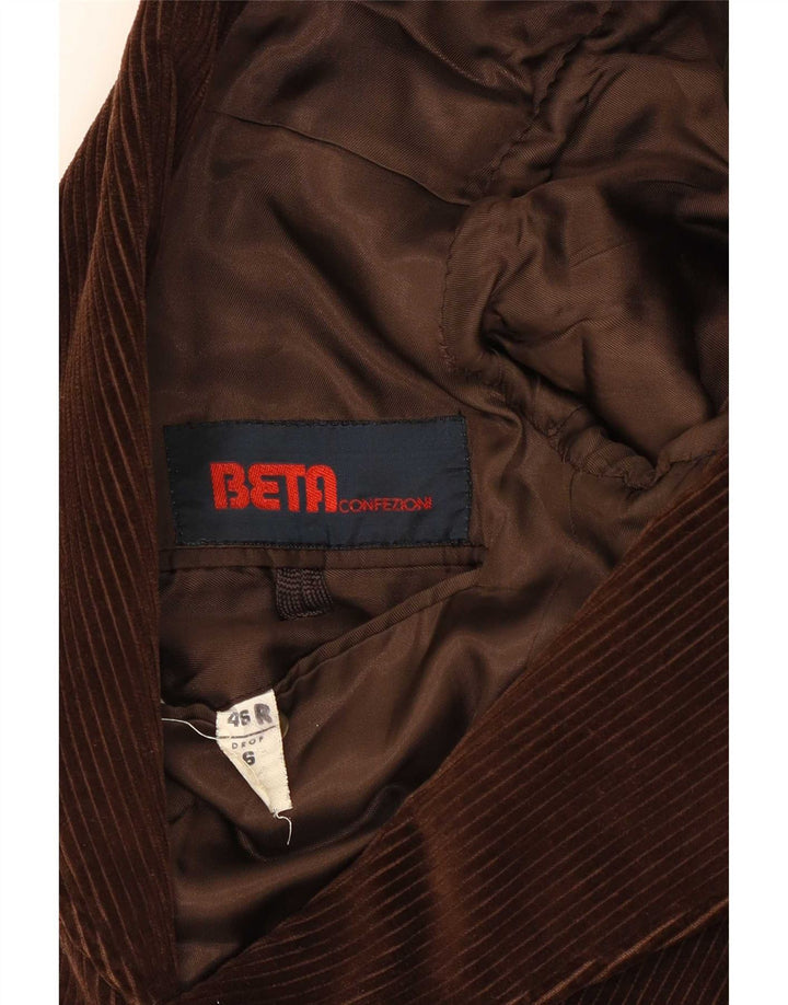 Beta Herren 2-Knopf-Cord-Blazerjacke IT 46 Small Brown