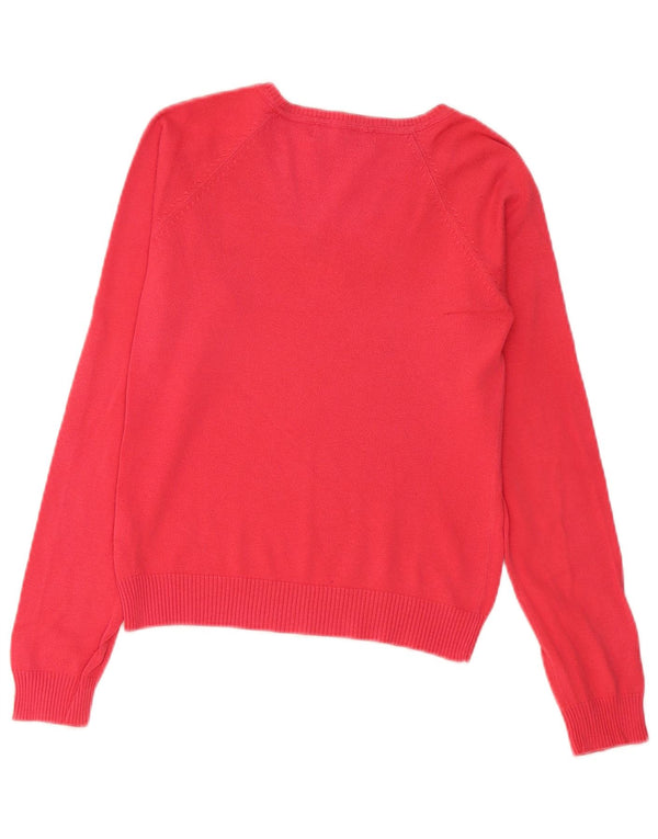 Zara Damen Crop V-Ausschnitt Pullover Pullover UK 12 Mittelrote Baumwolle