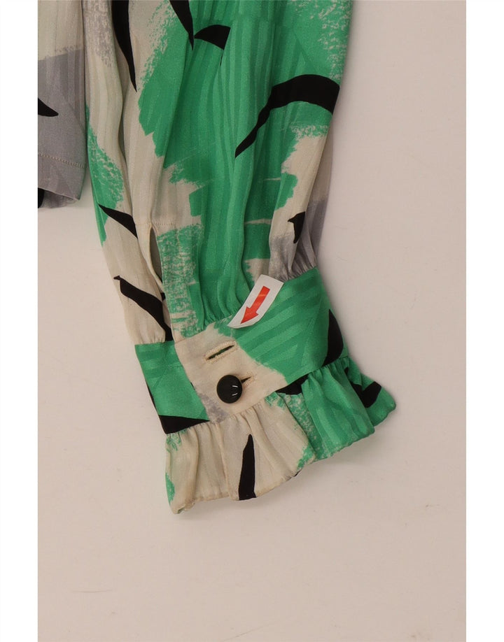Vintage Damen-Bluse mit Vorderkrawatte, UK-Größe 14, mittelmehrfarbig