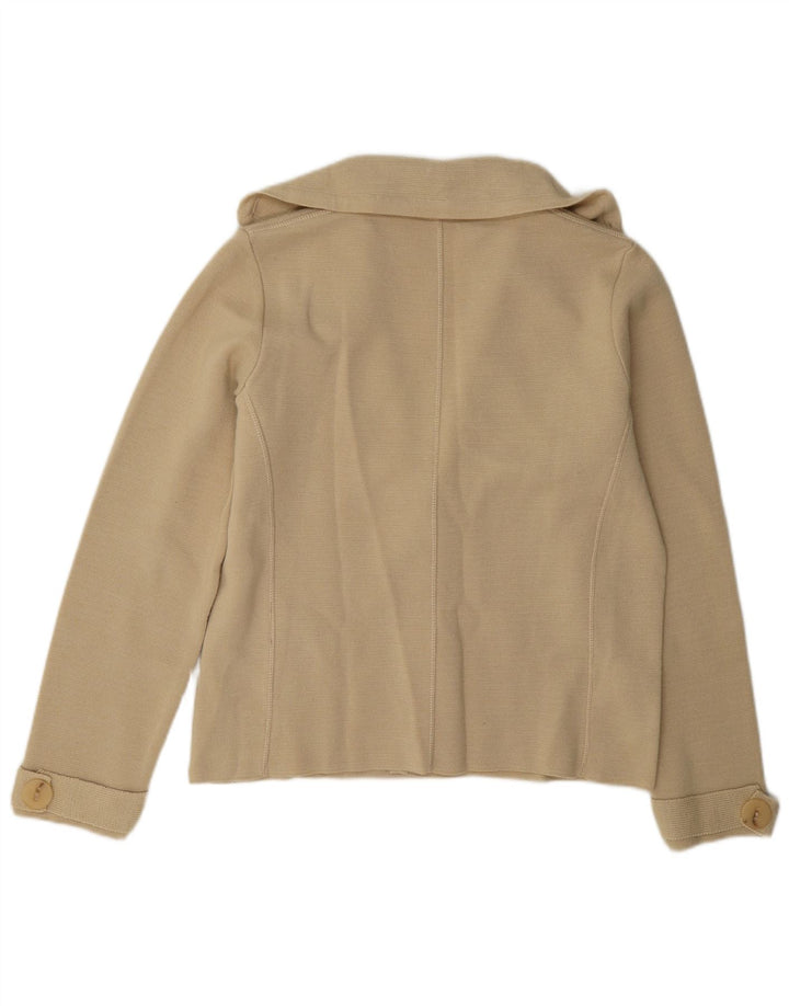 Hucke Damen 2-Knopf-Strickblazerjacke UK 14 Große beige Wolle
