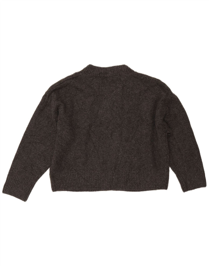 ZARA Damen-Pullover, übergroß, bauchfrei, V-Ausschnitt, Gr. 10, Größe S, Grau