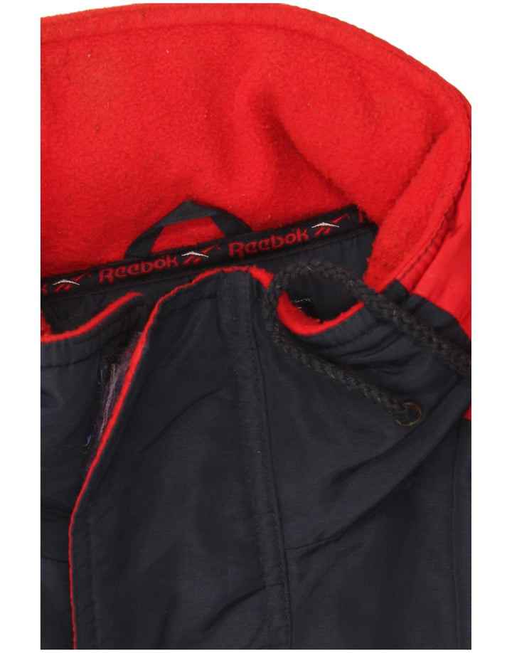 Reebok Herren-Windbreaker-Mantel mit Kapuze, UK 40, Größe L, blau, Colourblock-Polyester