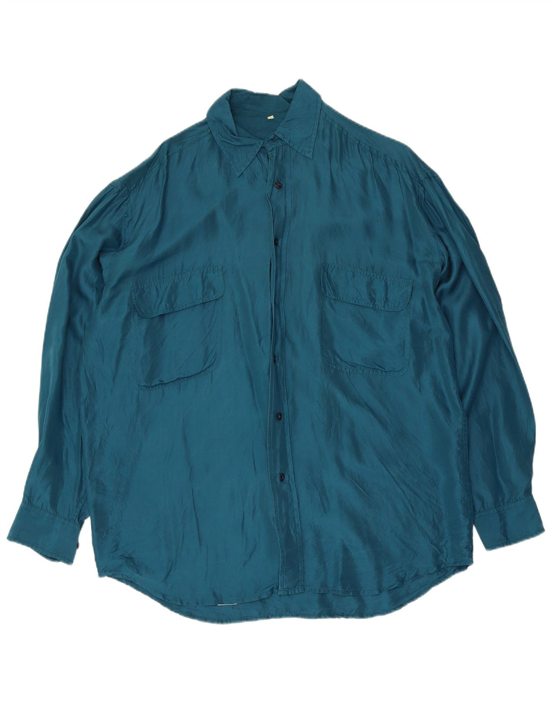 Vintage Herrenhemd Mittelblaue Seide