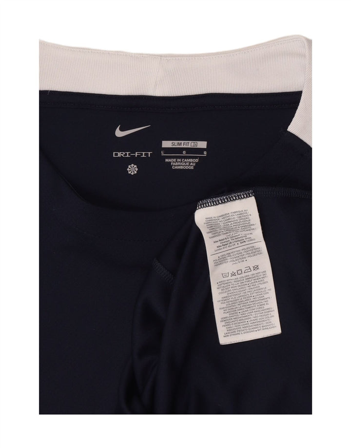 Nike Herren Dri Fit Slim T-Shirt-Oberteil, groß, marineblaues Farbblock-Polyester