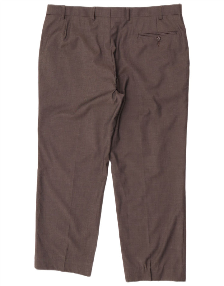 Marks & Spencer Herren-Anzughose in normaler Passform, W36 L29, braune Wolle