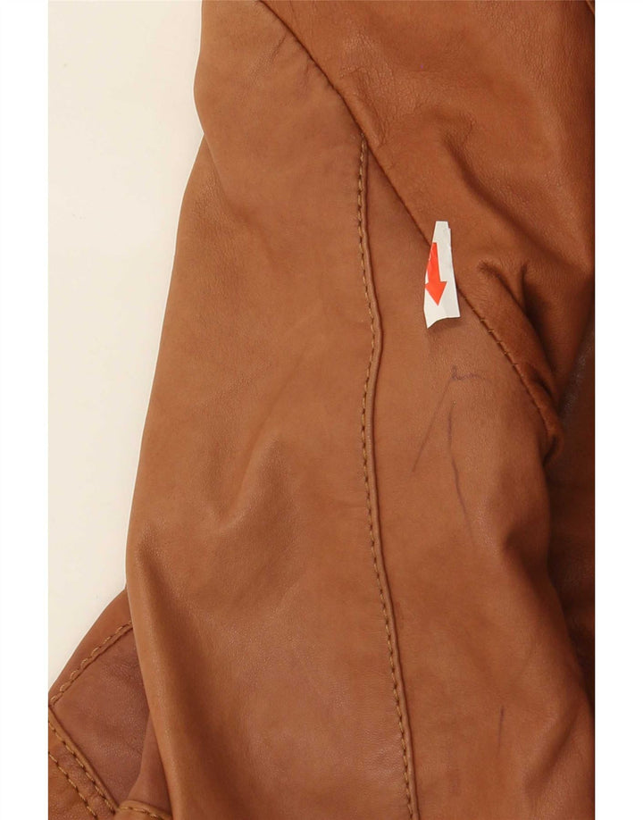 Zara Damen Militärlederjacke UK 14 Mittelbraun