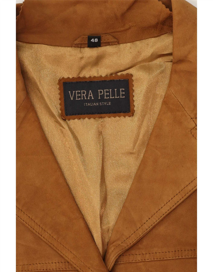 Vintage Damen Wildlederjacke IT 48 XL Beige Leder