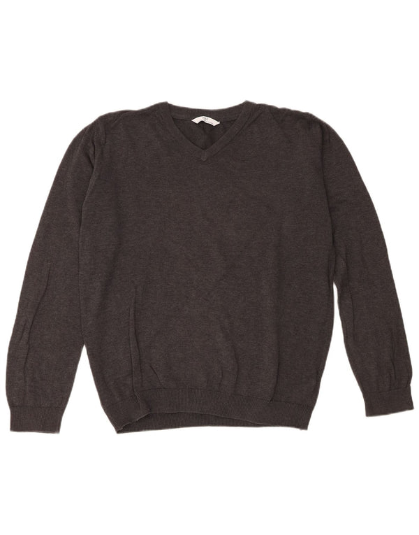 Marks & Spencer Jungen-Pullover mit V-Ausschnitt, 14–15 Jahre, graue Baumwolle