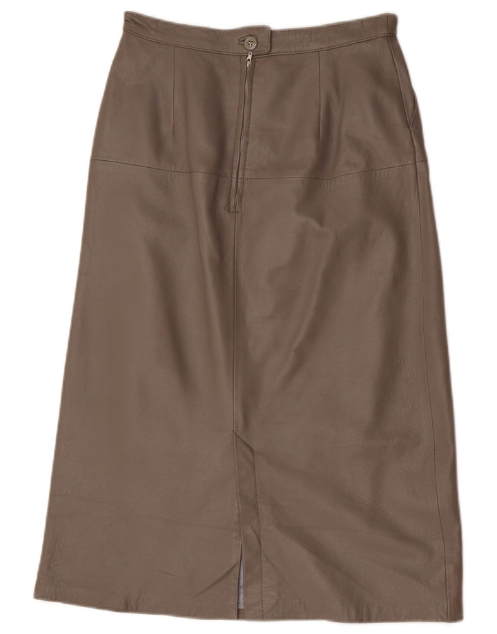 Vintage Damen Midi Lederrock EU 40 Medium W28 Braun