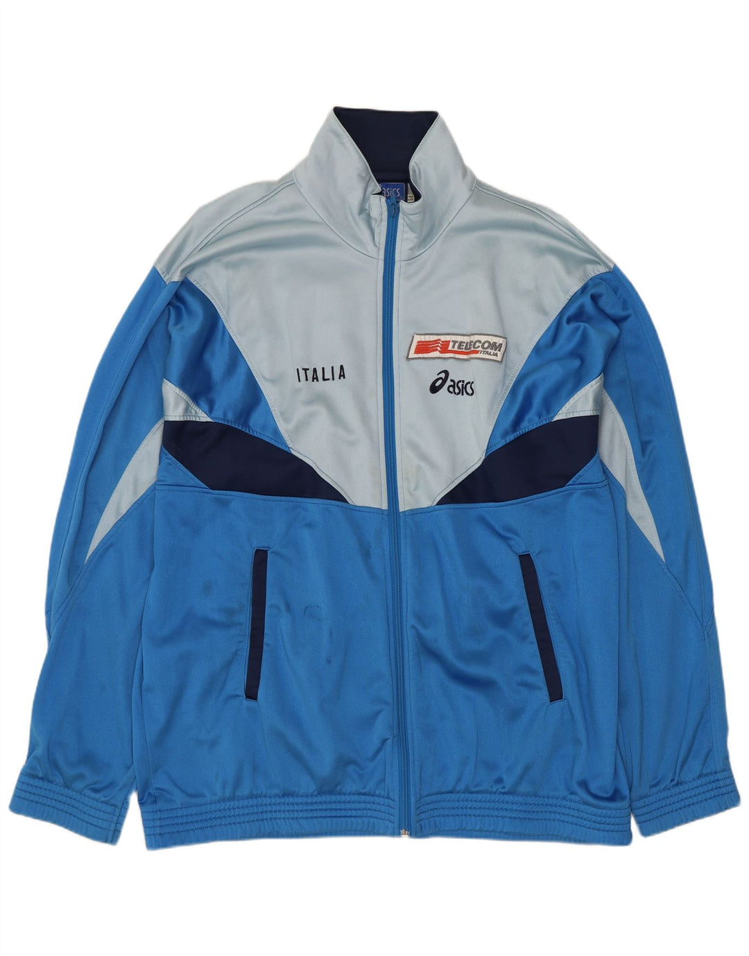 ASICS Herren Italia Graphic Trainingsanzug Top Jacke IT 54 XL Blau Farbblock