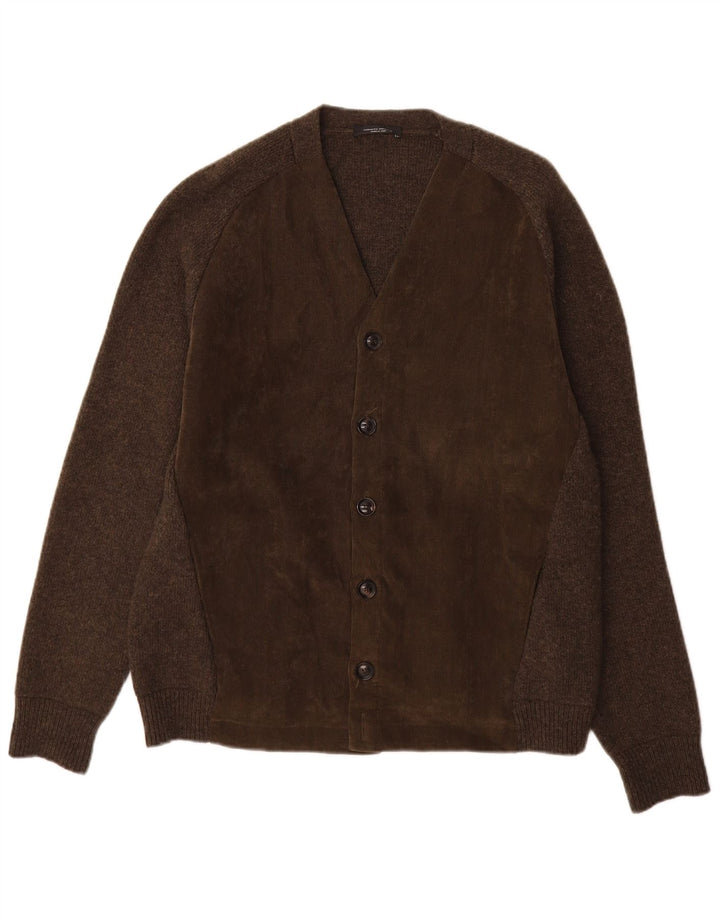 Roberto Collina Herren-Strickjacke IT 50 mittelbraune Wolle